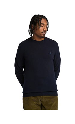 MAGLIONE GIROCOLLO IN LANA MERINO COHAS BROOK BLU SCURO